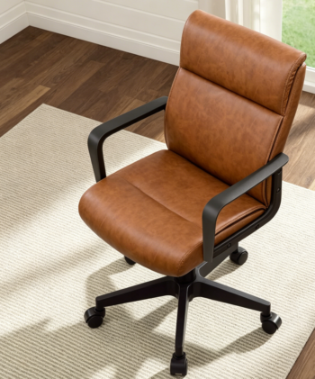 Brown Leather Mid-Back Office Chair